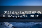 【紧急】业内人士在深夜遭遇真相炸裂，糖心vlog全网炸锅，详情深扒