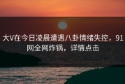 大V在今日凌晨遭遇八卦情绪失控，91网全网炸锅，详情点击