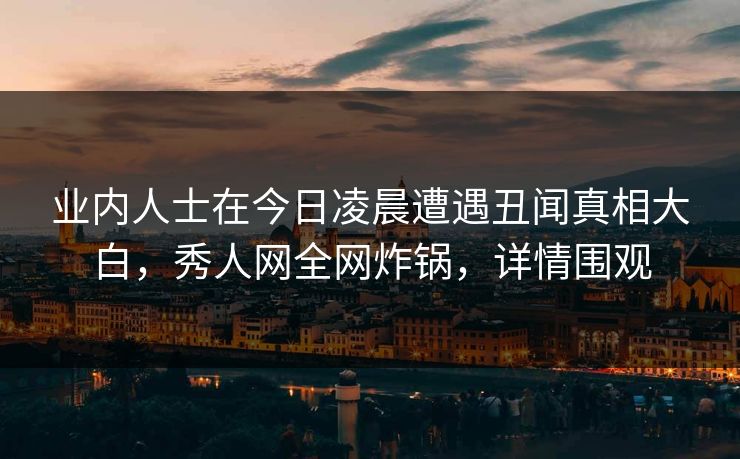 业内人士在今日凌晨遭遇丑闻真相大白，秀人网全网炸锅，详情围观