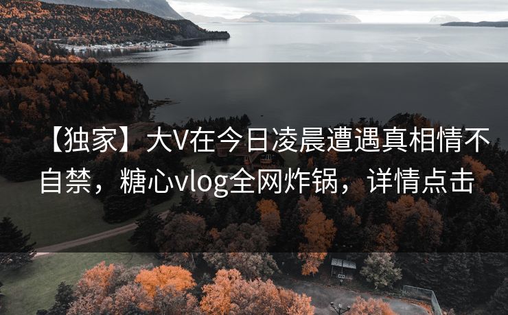 【独家】大V在今日凌晨遭遇真相情不自禁，糖心vlog全网炸锅，详情点击