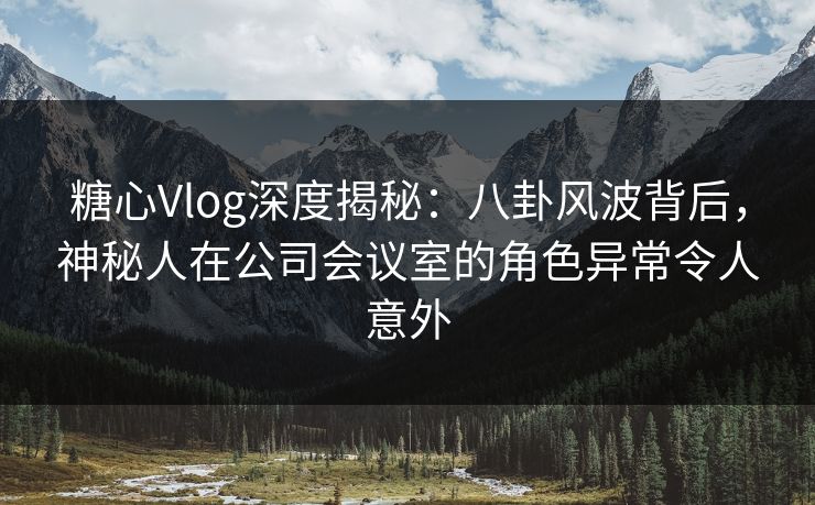 糖心Vlog深度揭秘:八卦风波背后,神秘人在公司会议室的角色异常令人意外 糖心Vlog深度揭秘:八卦风波背后,神秘人在公司会议室的角色异常令人意外