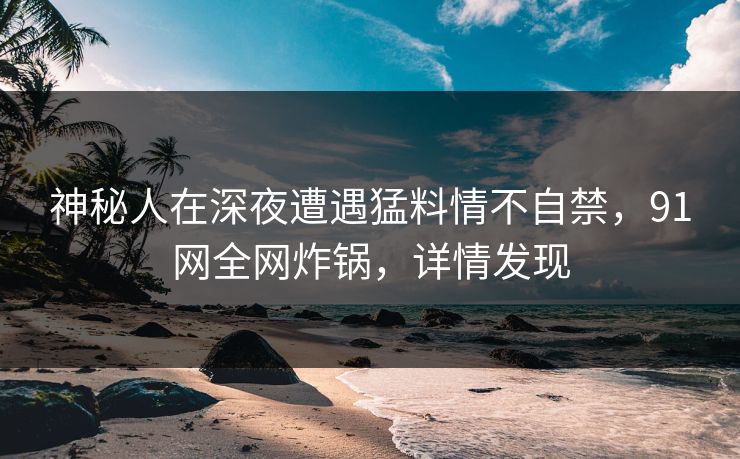 神秘人在深夜遭遇猛料情不自禁,91网全网炸锅,详情发现 神秘人在深夜遭遇猛料情不自禁,91网全网炸锅,详情发现
