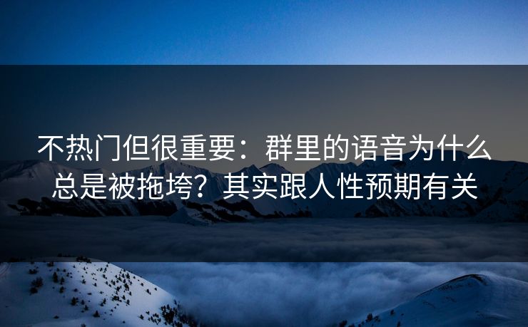 不热门但很重要：群里的语音为什么总是被拖垮？其实跟人性预期有关