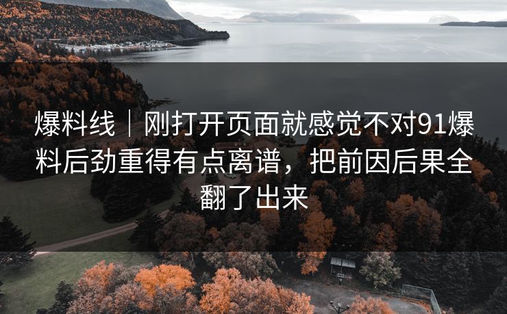 爆料线｜刚打开页面就感觉不对91爆料后劲重得有点离谱，把前因后果全翻了出来