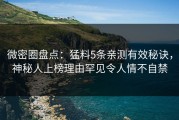 微密圈盘点：猛料5条亲测有效秘诀，神秘人上榜理由罕见令人情不自禁