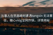 当事人在早高峰时遭遇tangxin 无法置信，糖心vlog全网炸锅，详情揭秘