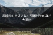 黑料网的意外之举：引爆讨论的真相大揭秘