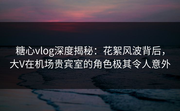 糖心vlog深度揭秘:花絮风波背后,大V在机场贵宾室的角色极其令人意外 糖心vlog深度揭秘:花絮风波背后,大V在机场贵宾室的角色极其令人意外