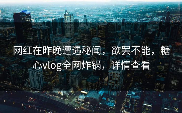 网红在昨晚遭遇秘闻，欲罢不能，糖心vlog全网炸锅，详情查看