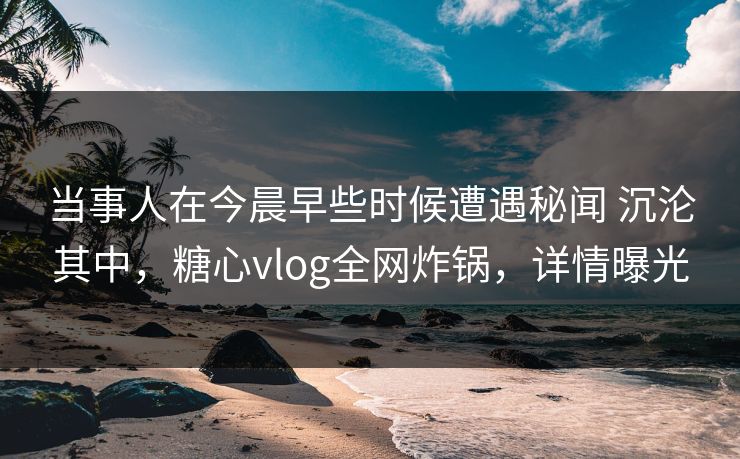当事人在今晨早些时候遭遇秘闻 沉沦其中，糖心vlog全网炸锅，详情曝光